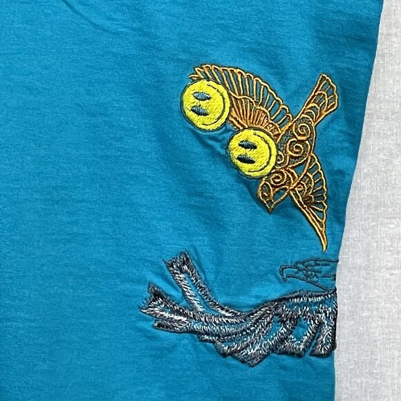 Fruit‎ of the Loom Tank Top Embroidered Women Size 4XL Art-to-Wear Blue Cotton - Picture 12 of 13